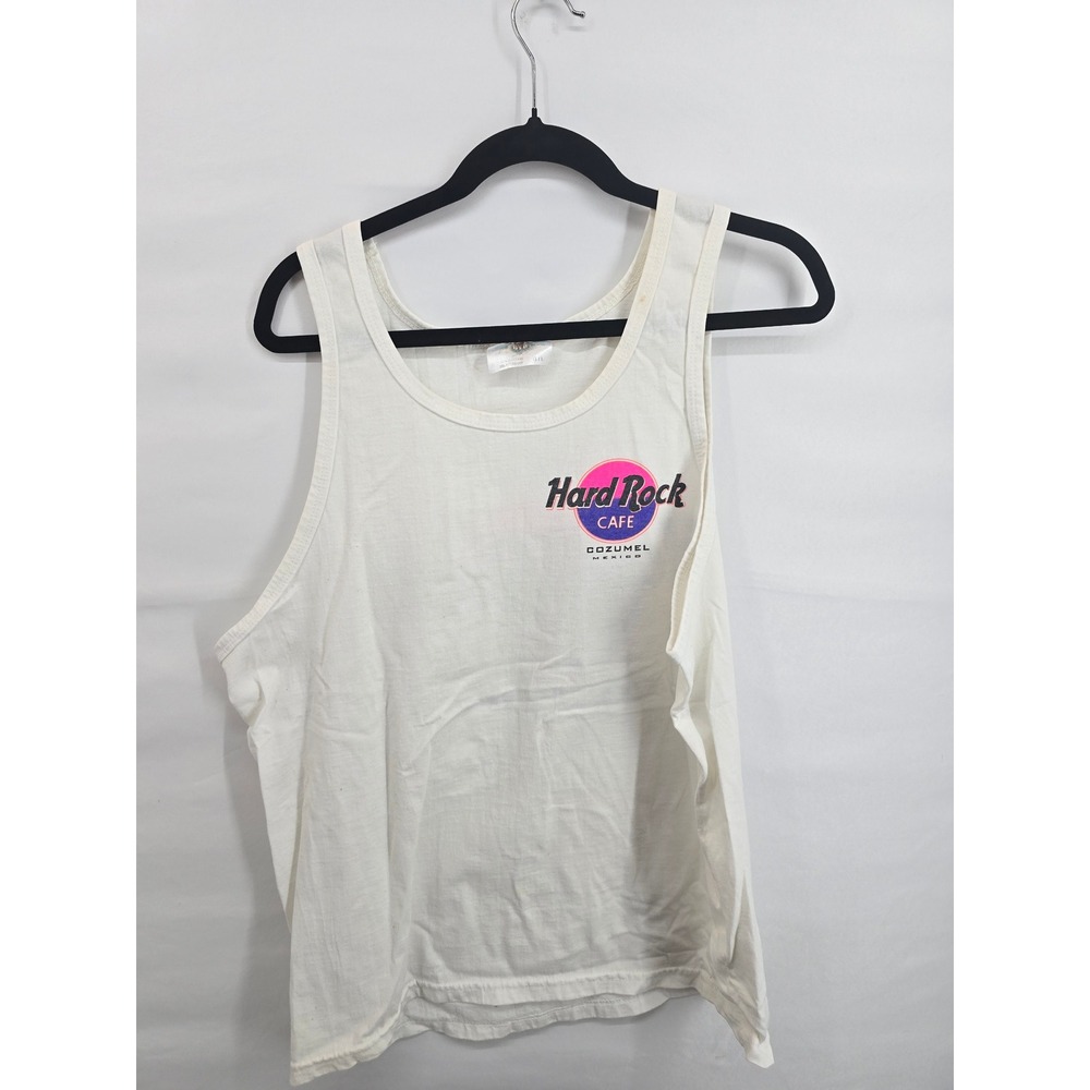 Vintage Hard Rock Cafe Cozumel Mexico Tank Top Mens Large White Save The Planet